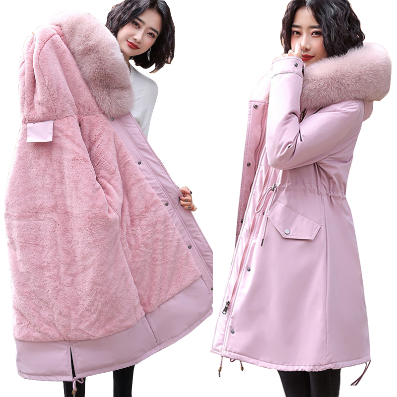 

Winter Snow Wear Wadded Warm Female Jacket 2020 Winter Jacket Women Fur Lining Warm Outwear Female Long Parka Coat Women, Green