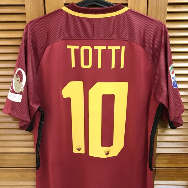 

ASR 16/17 Last Match Totti Farewell Fans version Shirt Jersey Totti De Rossi Football Custom Name Number Patches Sponsor, Black