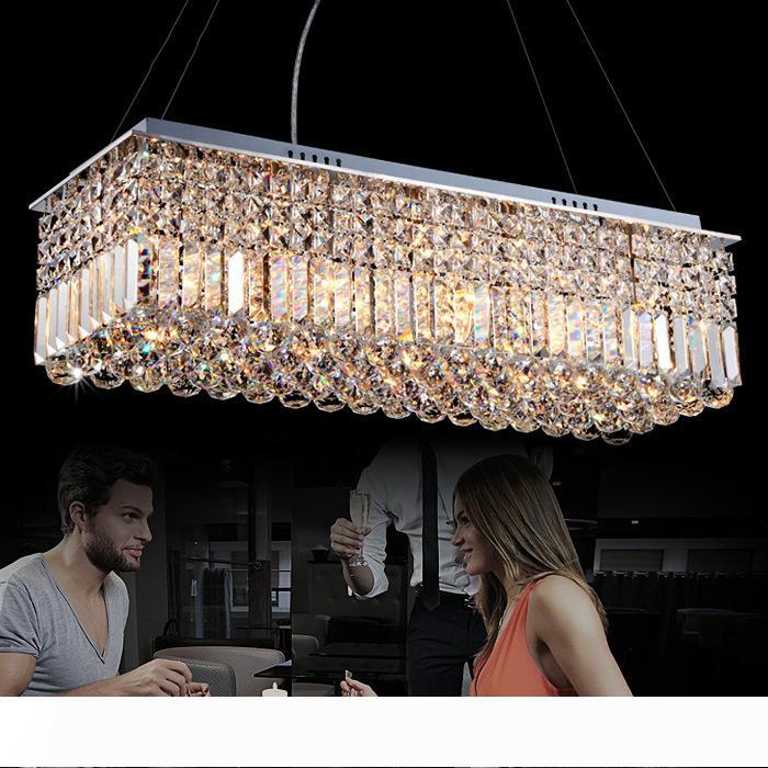 

Indoor Crystal droplight Modern Contemporary Rectangle Rain Drop Crystal Chandelier for Dining Room Suspension Lamp Lighting Fixture
