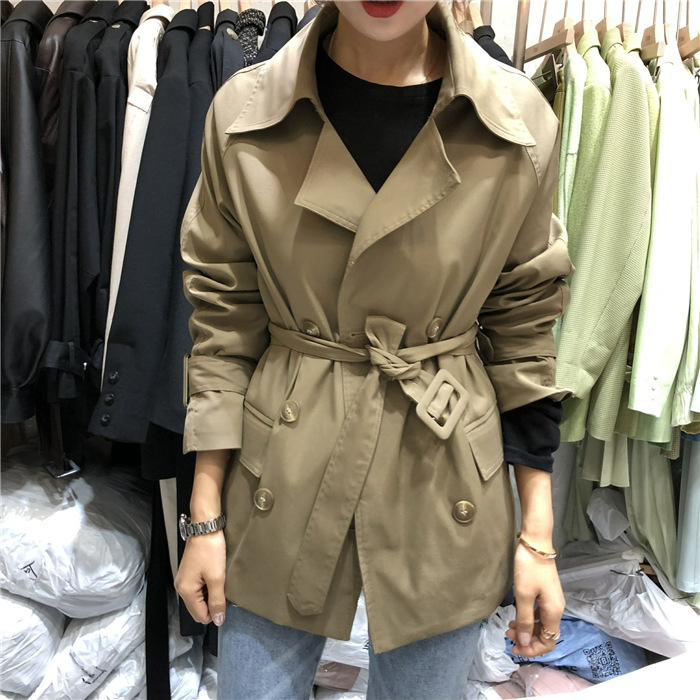 

ZCSMLL Korean Version of The Autumn Popular Windbreaker Women' Wild Pure Color Tooling 2020 New Autumn Jacket Women, Black