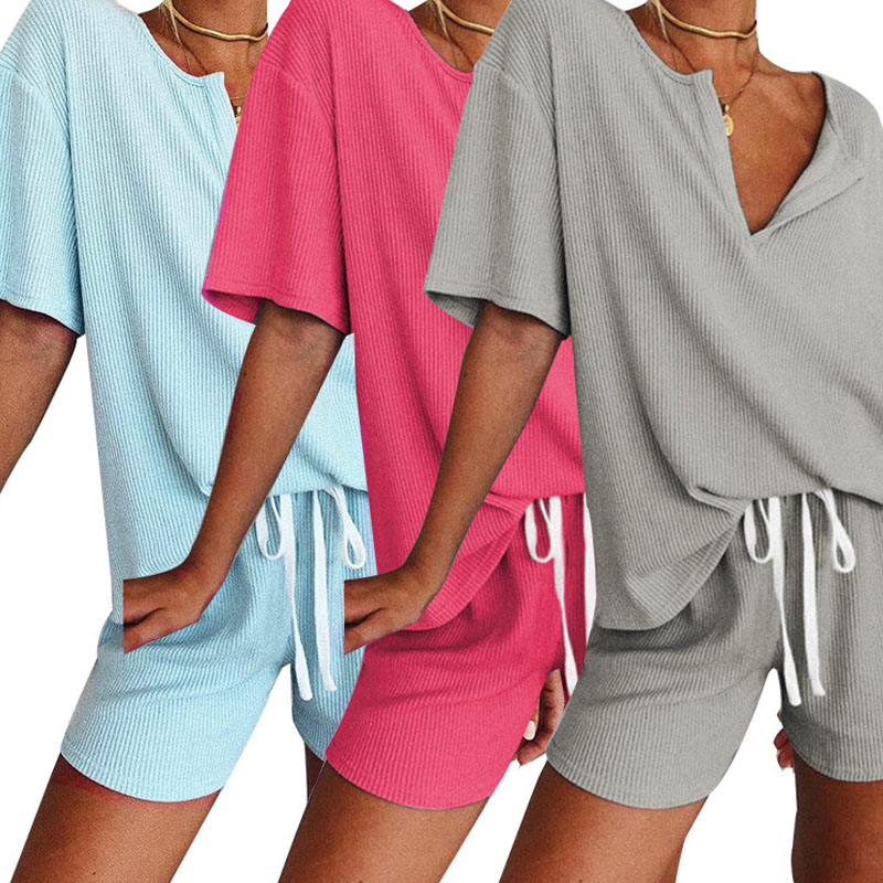 

2020 Women Set Solid Color V-Neck Sweatsuit Women Loose Plus Size Tops Leisure Pants Sweat Suit 2 Piece Set 3 Color Plus Size, Gray