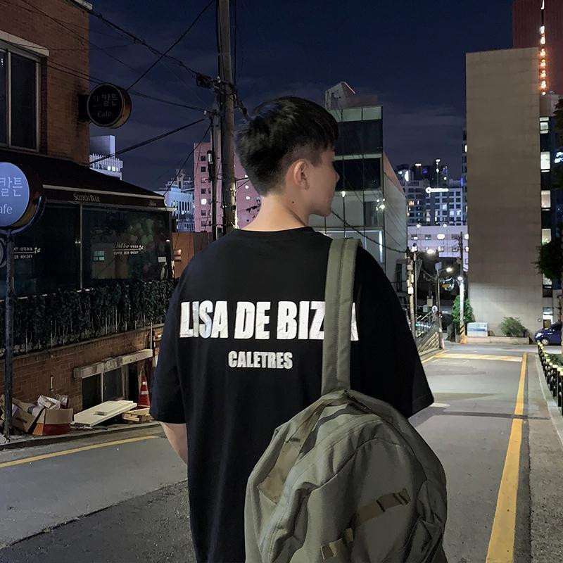 

Summer Boys Short Men Summer Sleeve Printed Women Female T-shirt Cool Letter Black Cool High Street Printed New T Shirt Tee