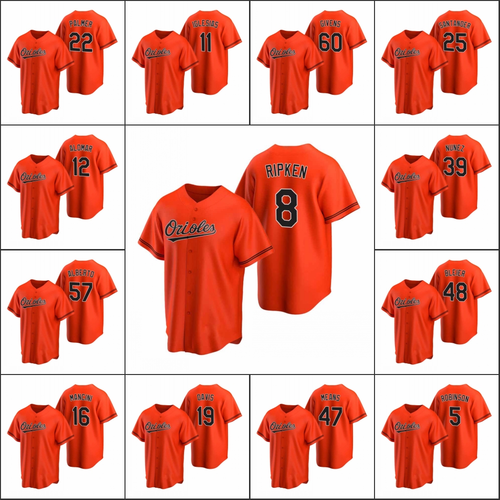 

Baltimore Orioles 8 Cal Ripken Jr. 16 Trey Mancini 22 Jim Palmer Men Women Youth Custom Orange 2020 Replica Alternate Jersey
