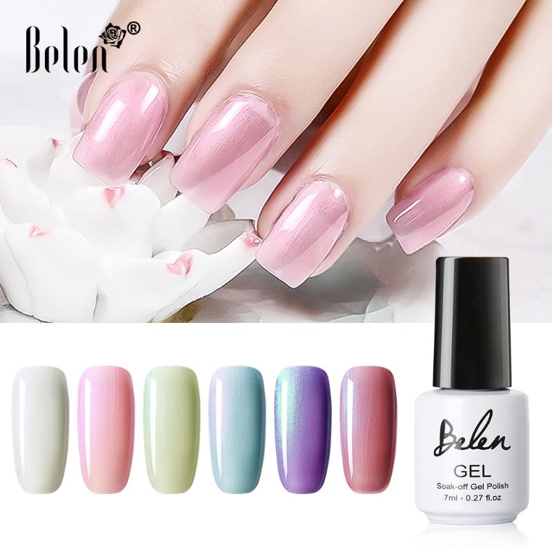 

Belen 7ML Shell Glitter Nail Gel Pearl Hybrid Lucky Varnish Lacquer Semi Permanen Soak Off GelLak Stamp Enamel Base Top Primer, 20