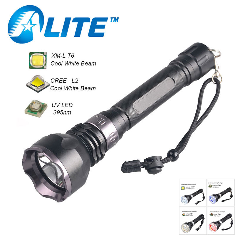 

XM-L2 T6 LED UV Red White Yellow LED light Underwater Diving Torch Rechargeable 18650 Battery