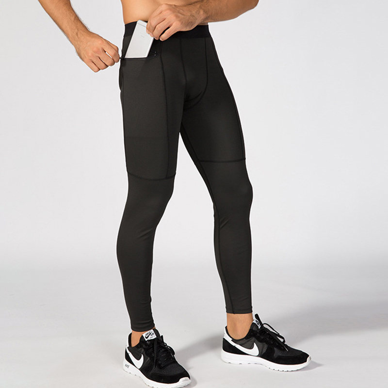 

Sport Men Running Pants for Men Training Fitness Sports Leggings Gym Jogging Pants Male Sportswear New 2020 Running Tights, Black