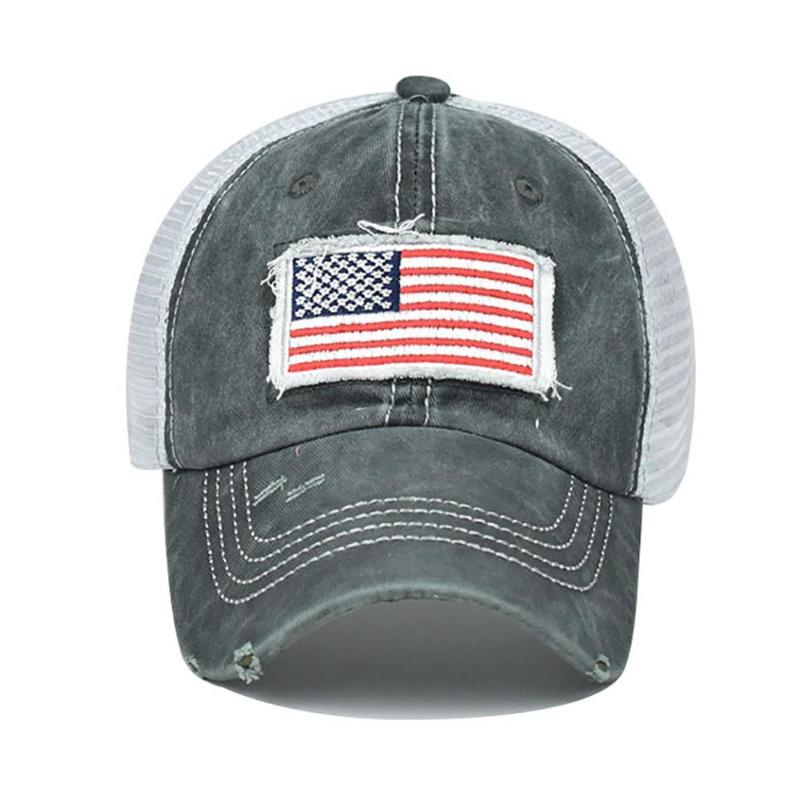 

Outdoor Sports Women Washed Cotton High Ponytail Flag Sunhat