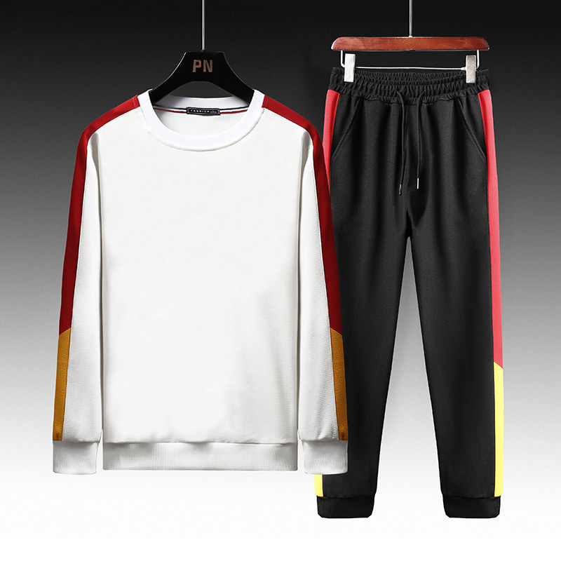 

Fashion Mens Tracksuit Autumn Casual Men Hoodies Sets Patchwork Sweatshirt Sweatpants Male Sweatsuit Sportswear Set Big Size 4XL, Cc231 black