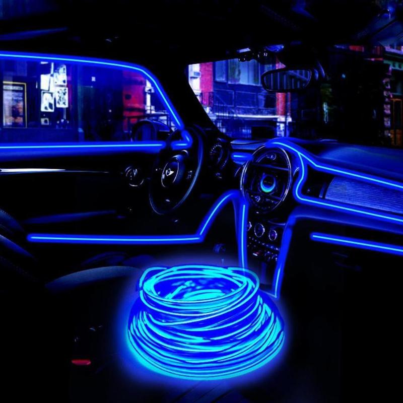 

1M *5mm Sewing Edge Neon car Lights Dance Party Car Decor Light Flexible EL Wire lamps Rope Tube LED Strip With DC12V Driver