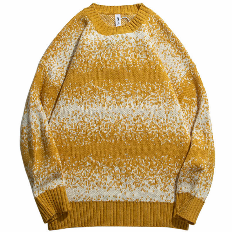 

2020 Mens Harajuku Pullover Knitted Sweater Men Hip Hop Streetwear Vintage Striped Sweater Casual Cotton Loose Autumn Winter New, Khaki