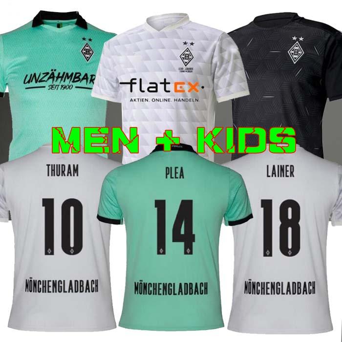 

men kids 20 21 MÖNCHENGLADBACH soccer jersey120th anniversary Gladbach 2020 2021 Monchengladbach THURAM LAINER PLEA Borussia Football shirt, Black