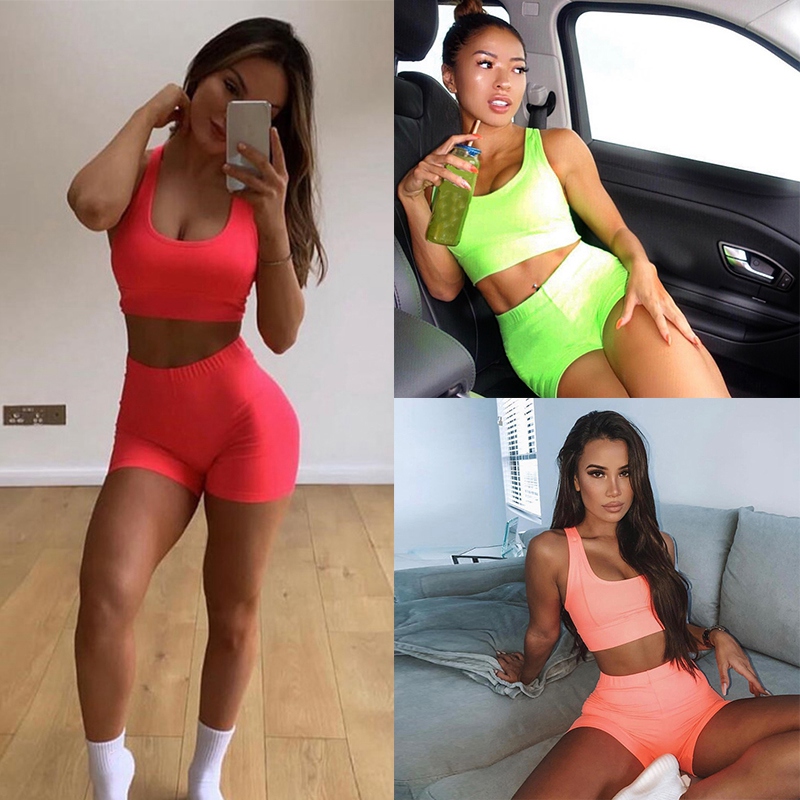 

Summer Green Sets Women Sportswear Women Casual Gym Clothing Sexy Yoga Set Tracksuit, Orange
