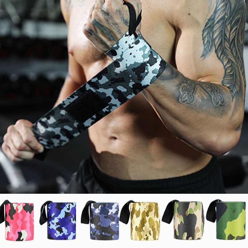 

1pc Wrist Support Gym Strap Camouflage Adjustable Wristband Elastic Wrist Wraps Bandages for Gym Weightlifting Protect Hand Wrap, Pink