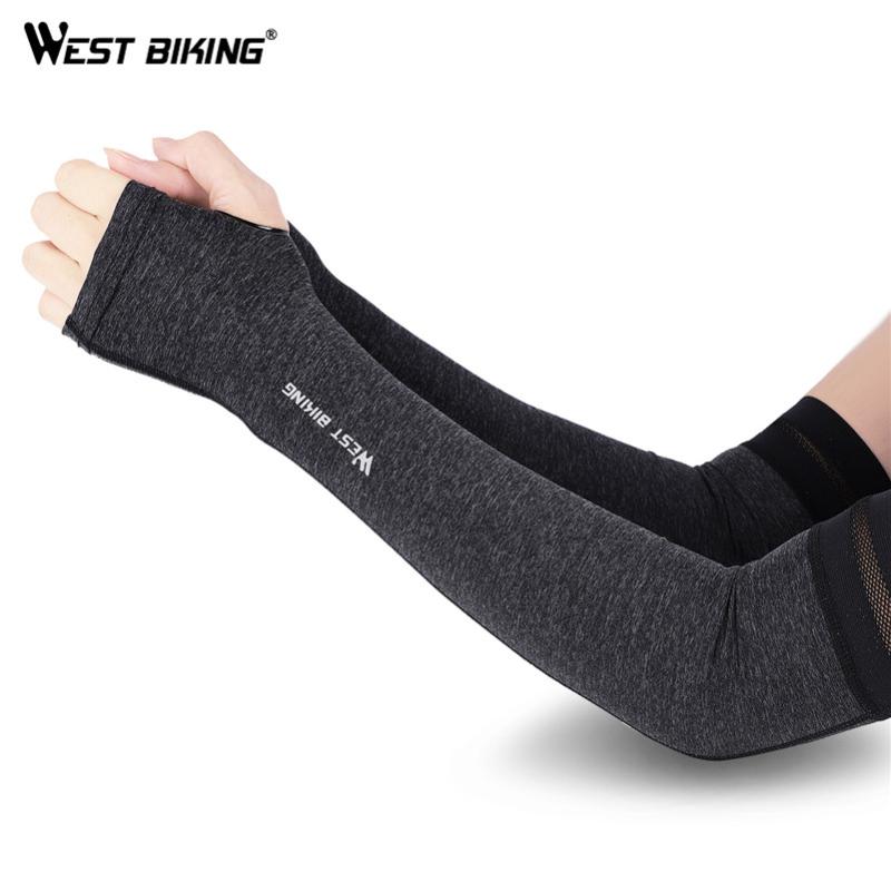 

WEST BIKING Summer Men Arm Sleeves Ice Fabric Sun UV Protection Running Fishing Basketball Sport Arm Cover Cycling Sleeves, Black
