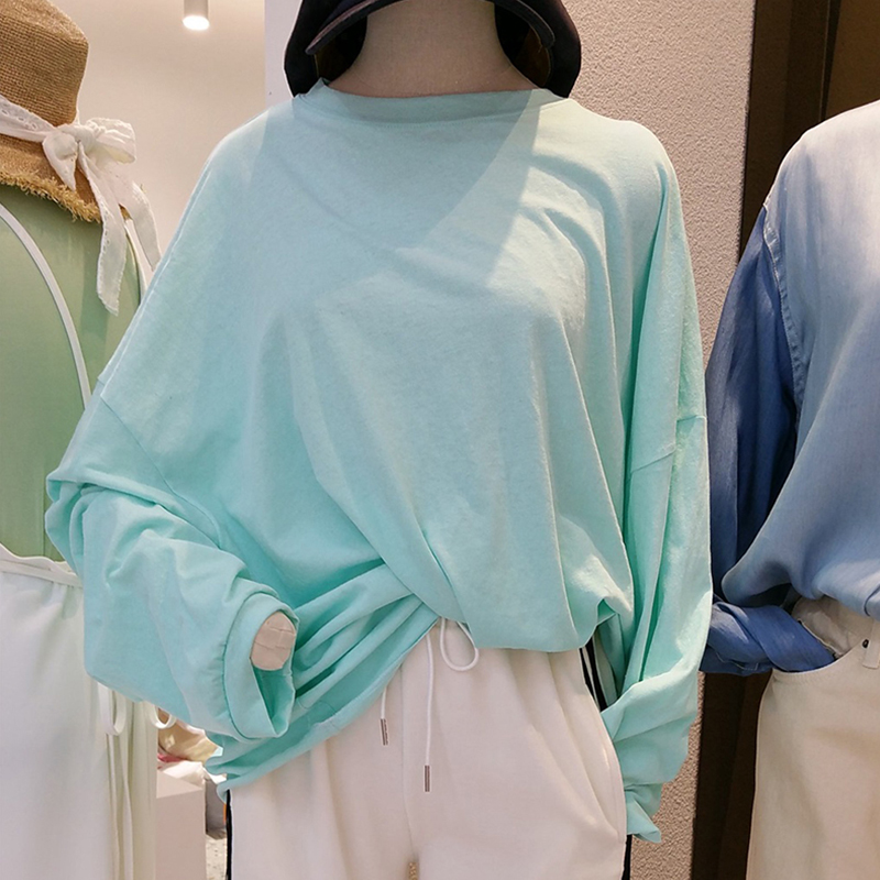 

Women's T-shirt Long Sleeves Comfort simple spring and autumn style DM001, Green