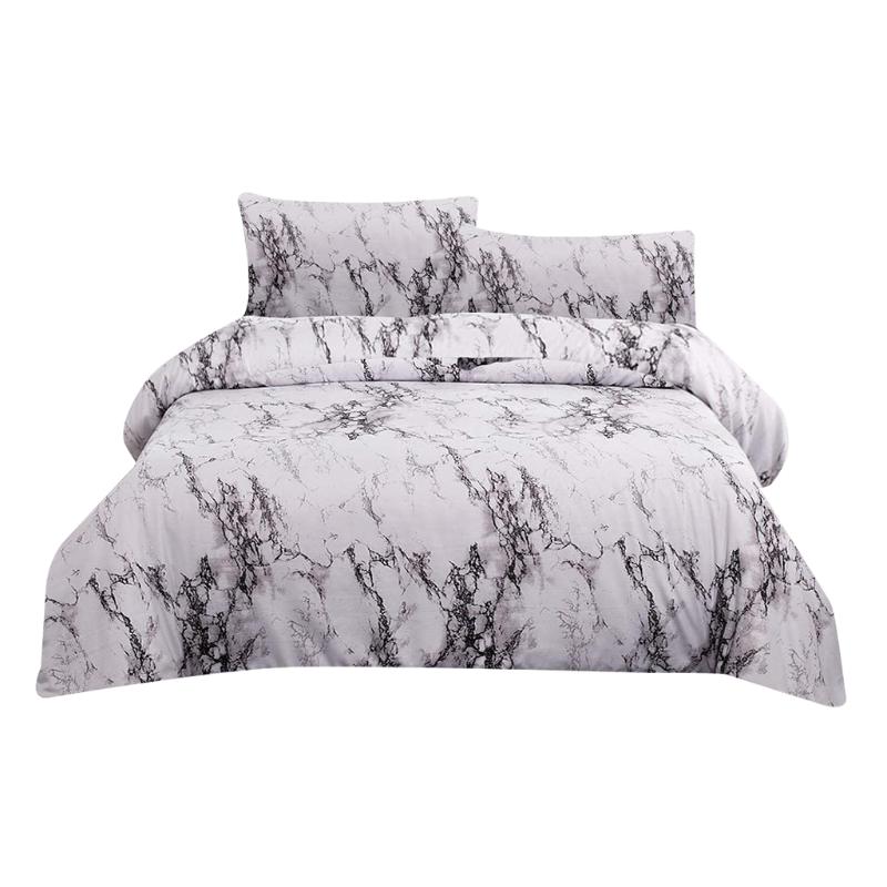 

100% Polyster Marble Style Bedding Set - All-Season Bed Cover Machine Washable Quilt Cover Pillow Case, As pic