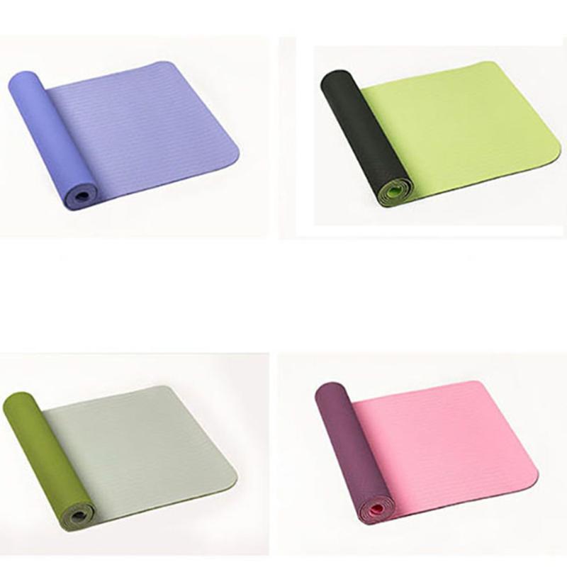 

6Mm Tpe Two-Color Non-Slip Yoga Mat Sports Mat 183x61Cm Gym Home Fitness Tasteless, Purple