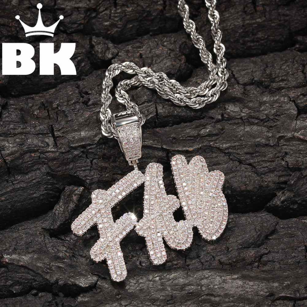 

HIP HOP Custom Double-layer Overlapping Grass Font Pendant Combination Words Name With CZ Tennis Necklaces Zirconia Jewelry CX200721