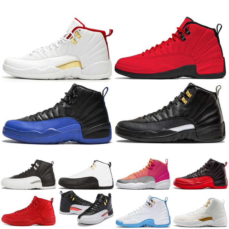 

New arrival 12 12s Basketball Shoes 7-13 FIBA GAME BALL OV Black French blue College Navy Mens Hot sale sneakers trainer, 3 university gold