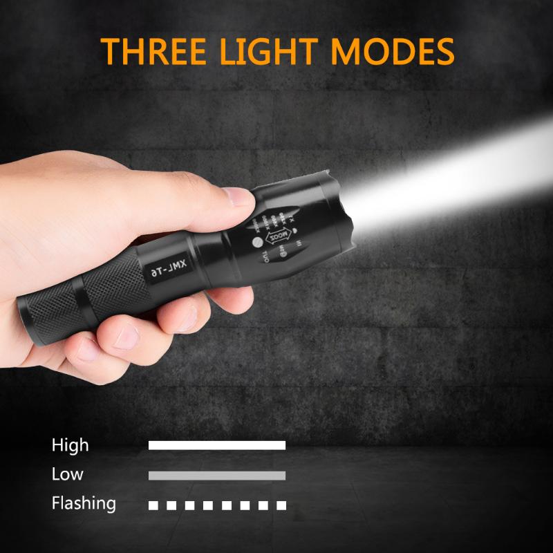 

Zoom Aluminum Alloy T6 LED Glare Flashlights Outdoor Camping Hunting Rechargeable 5 Modes Torch Light Maintenance LED