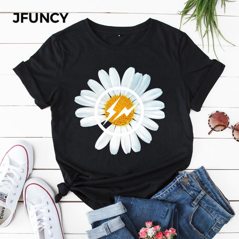 

JFUNCY Plus Size Multi Colors Women T Shirts Female Cotton T-shirts Young Lady Girl Summer Tees Tops Students Tshirts, Blue