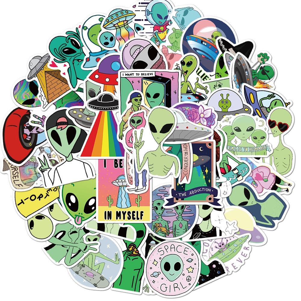 

50pcs/set alien cartoon Small waterproof stickers for laptop bike waterbottle case
