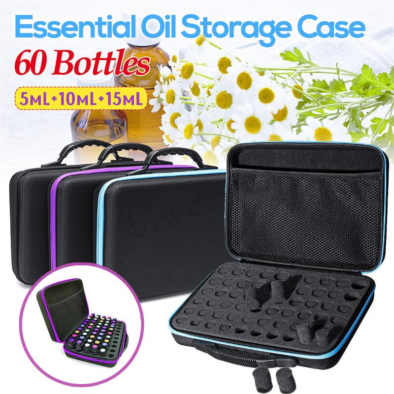 

60 Compartments Essential Oil Storage Bag Portable Travel Essential Oil Bottle Organizer Perfume Collecting Case Tool