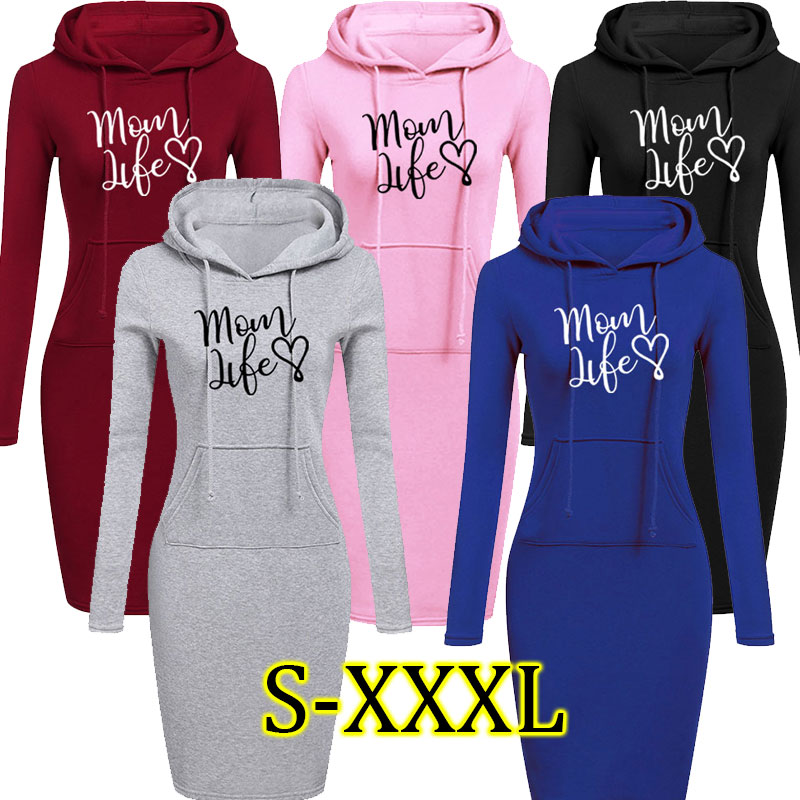 

Women Long Hoodies sweatshirt 2021 autumn sweatshirts dress ladies cotton pullover long sleeve women' fashion hoodies dress, Light grey