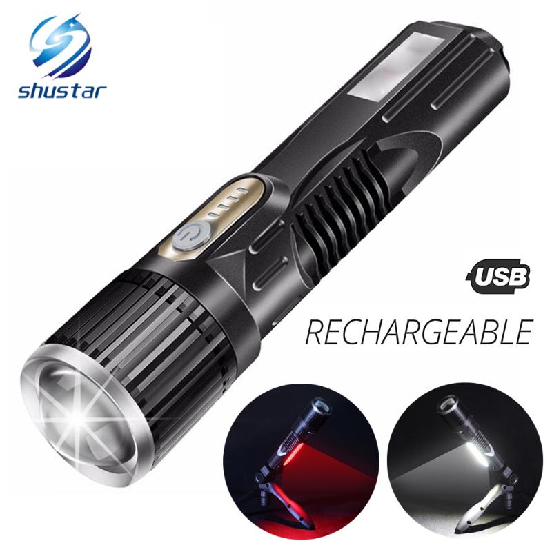 

USB Rechargeable LED Waterproof Torch USB Interface To Charge The Phone Zoomable 5 Lighting Modes Super Bright