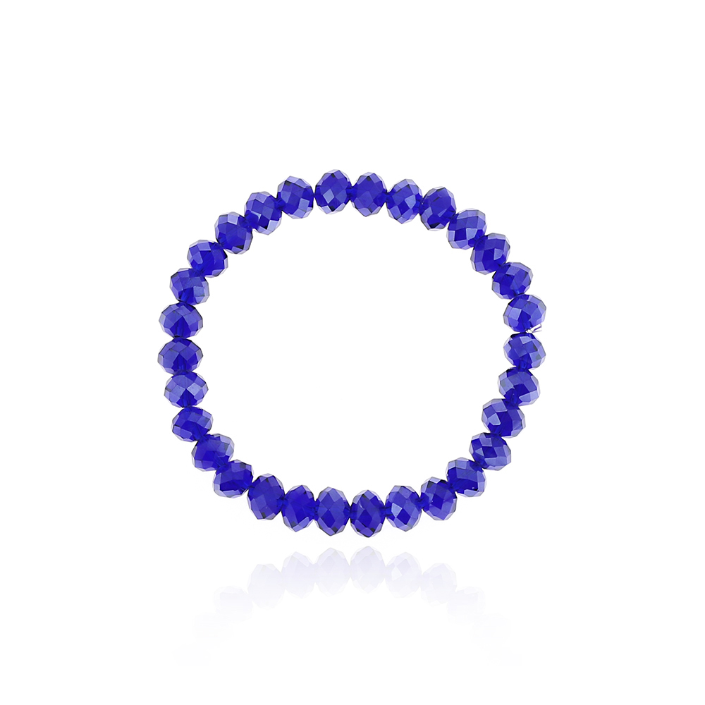

6mm Briolette Crystal Glass Beads Bracelet Faceted Briollete Rondelle Shape Beaded Stretch Bracelet Assorted Colors, Black