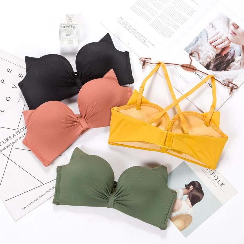 

CHRLEISURE Sexy Women Wire-Free Comfort Bra Adjusted Push Up Bralette Lingerie Leisure Thin Cup Bra, Pink