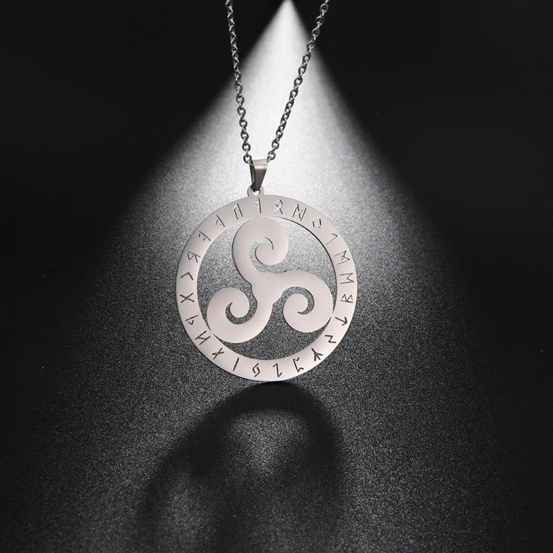

My shape Triskel Symbol Ireland Stainless Steel Runes Pendant Choker Necklace Women Necklaces Jewelry