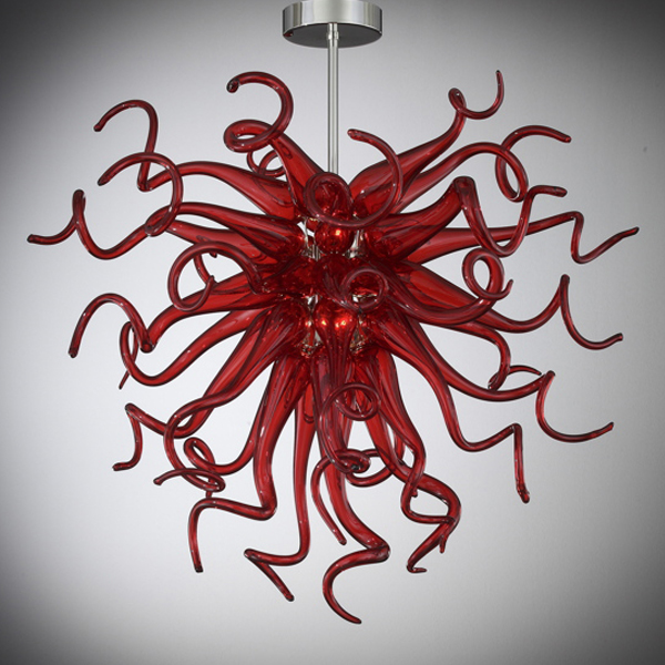 

Lamps Glass Chandeliers Lamp Small LED Lights Red Color Murano Blown-Glass Chandelier Lighting Hanging Chain Pendant Light