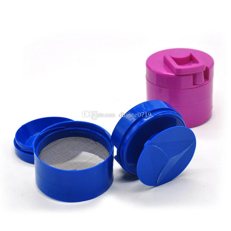 

3 Layer Cartoon Hand shake 60mm CNC plastic grinder tobacco grinder With handle herb smoking dry herb grinders cheap wholesale