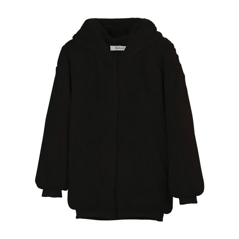 

Fashion Women Faux Fur Teddy Bear Coat Jacket Ladies Winter Warm Hooded Zipper Coat Female Long Sleeve Soild Fuzzy Overcoat T160, Beige