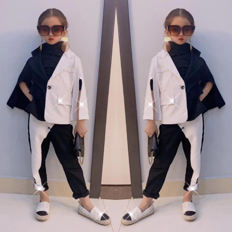 

2020 spring and autumn new net red same baby fashion show big brand children's two-piece neutral suit set, Black