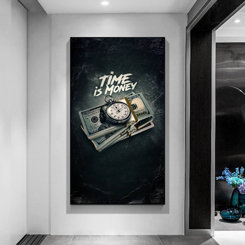 

Vintage Time is Money Art Modular Canvas Painting on The Wall Posters and Prints Nordic Wall Art Picture for Living Room Decor