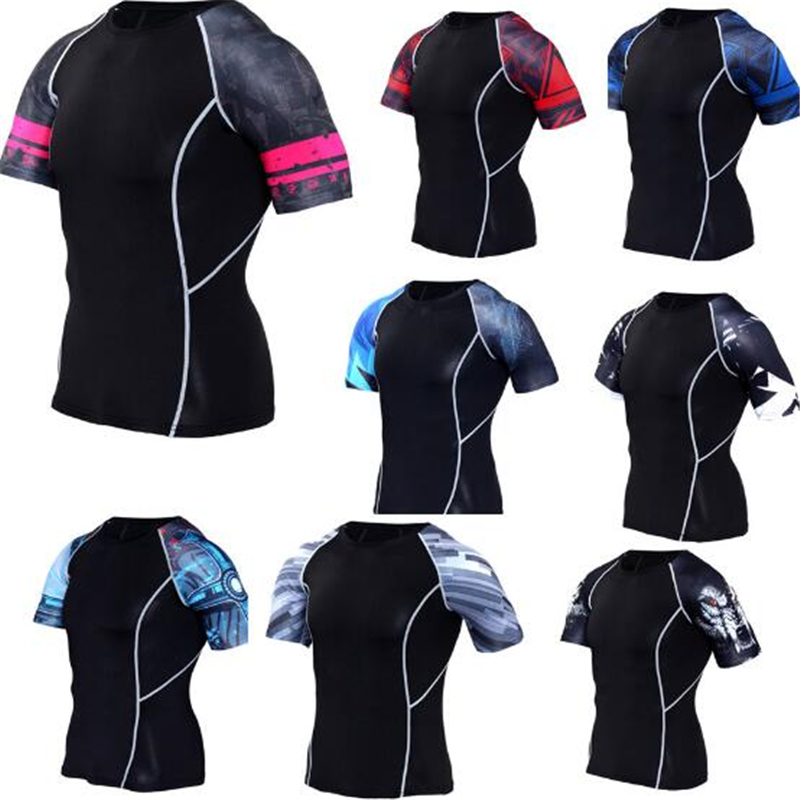 

Hot Quickly Dry Breathable Sport Gym Shirt Men Fitness Tights Top Soccer Jerseys Running T-Shirt Demix Men'S Sportswear Rashgard, Color1