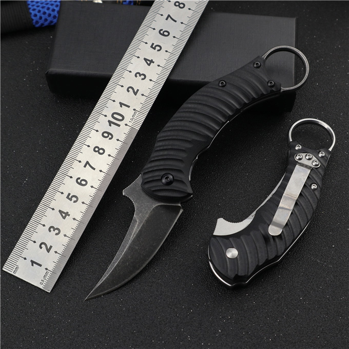 

1Pcs Karambit Claw Folding Blade Knife N690 White / Black Stone Wash Blades Black G10 Handle EDC Knives With Retail Box