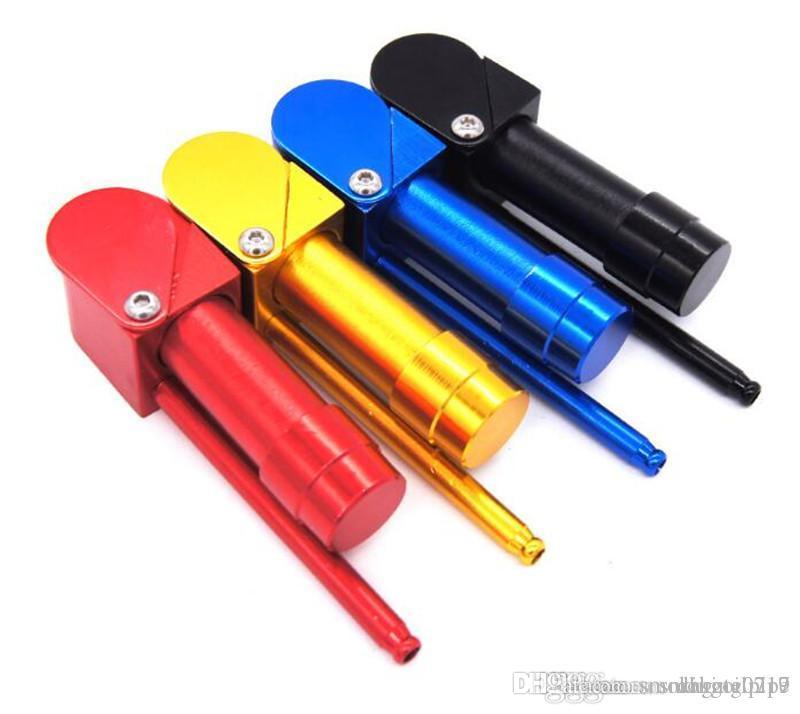 

New Design Proto Smoking Pipe With Herb Bowl & Sliding Cap Many Colored Portable Tobacco Mini Pipe Aluminum Metal Dab Oil Rig