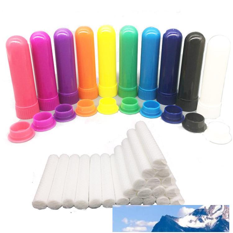 

100 Sets Colored Essential Oil Aromatherapy Blank Nasal Inhaler Tubes Diffuser With High Quality Cotton Wicks