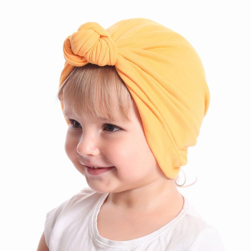 

New Children's Newborn Knot Turban Hat Cotton Solid Color Knitted Pullover Hat Baby India Baby Accessories, 04 wine red