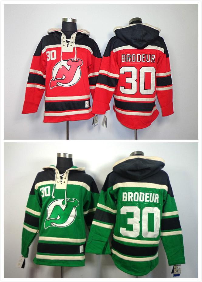 

2016 New, Cheap Stitched New Jersey Devils 30 Martin Brodeur Men's Ice Hockey Hoodie Jersey/ Shirt, Black;red