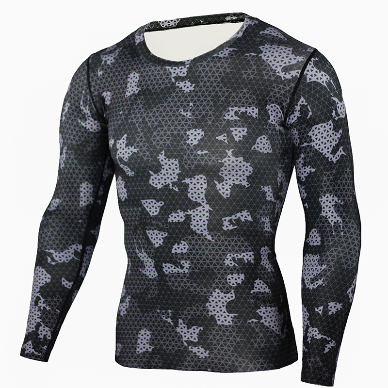 

2020 New High Elastic Sport Men Gym long T-shirt Basketball Fitness Compression Running Training Clothes Quick Dry T shirt Tops, Photo color