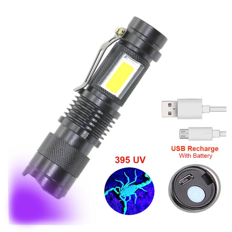 

LED UV 395 365 UV LED Light Q5 white light Torch Zoomable Ultra Violet rechargeable lamp outdoor lighting