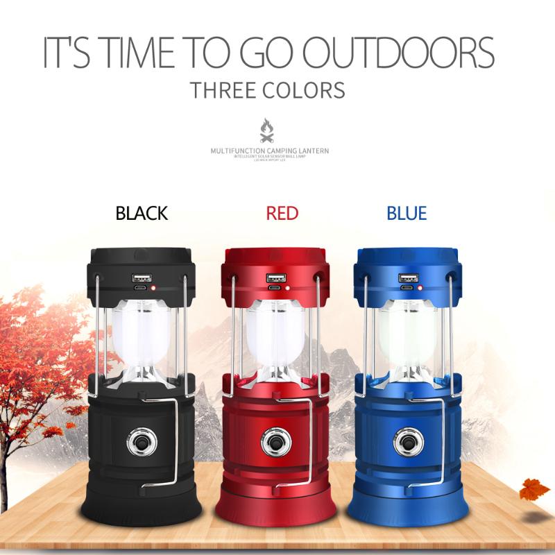 

LED Solar Powered Collapsible Flashlights Portable Lamp LED Rechargeable Hand Lamp Hiking Camping Lantern Light Outdoor Lighting