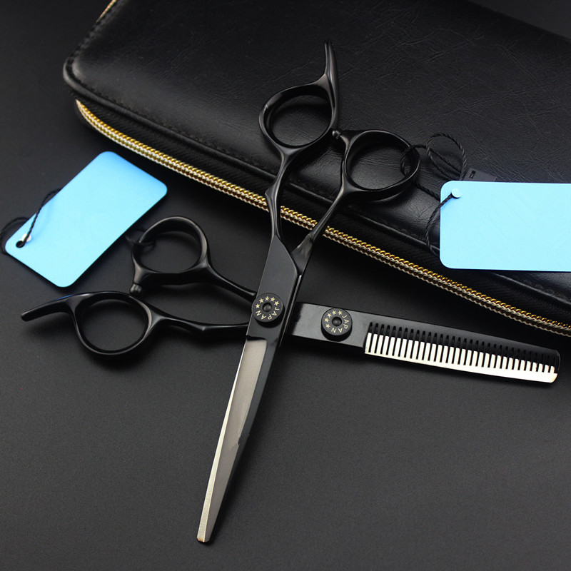 

professional japan 440 6 inch black Big Circles cut hair scissors cutting barber haircut thinning shears hairdressing scissors