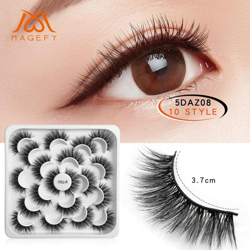 

Natural Thick Eyelashes 5D Mink Of Lotus Tray Hair False Eyelashes Natural Thick Long Eye Lashes Wispy Makeup 10 Pairs TSLM2