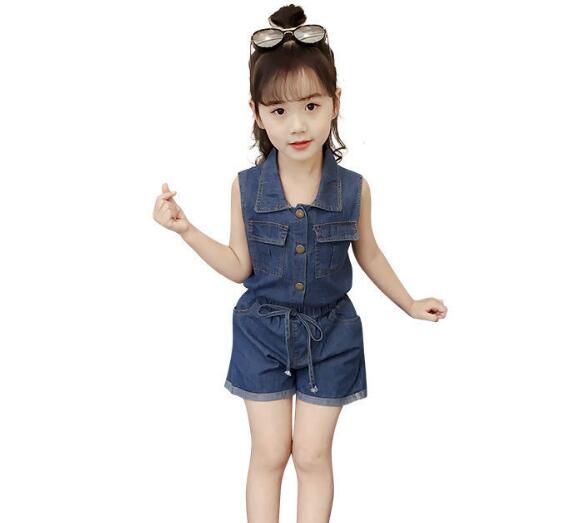 

Children Summer Denim Sets 2020 New Shirts + Shorts 2pcs Set for Teen Girls Clothes Kids Girls Outfits 6 8 10 12 13 Years, Blue
