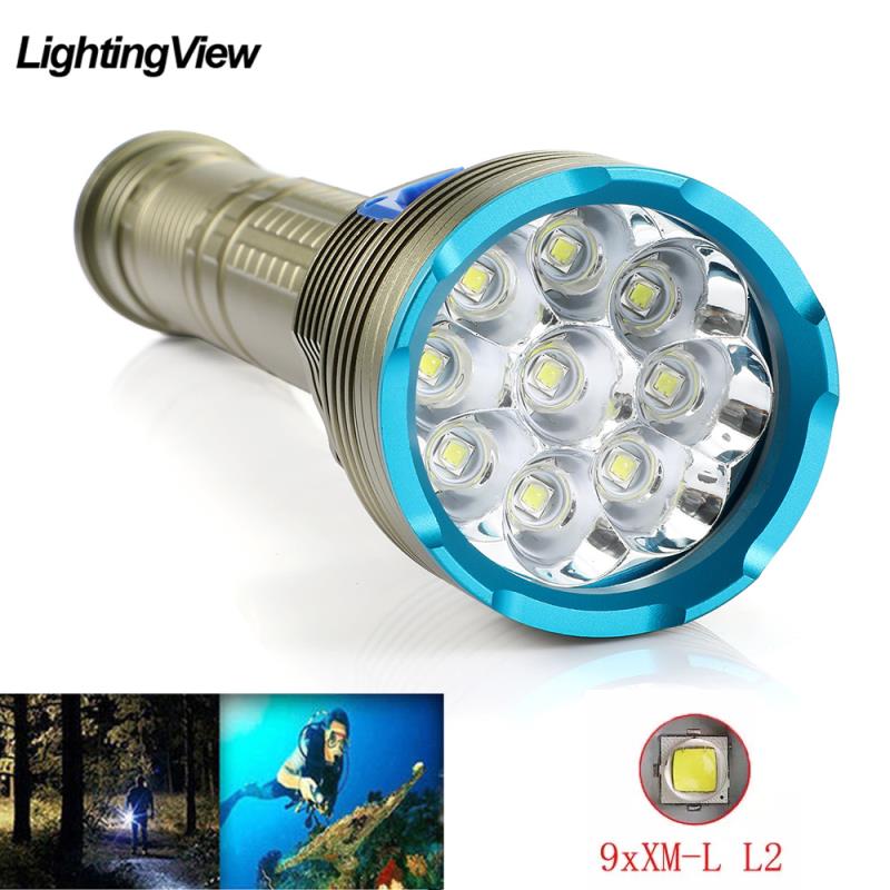 

Ultra Bright 9xXM-L2 Underwater Light Lantern High Power Diving IP8 Tactics Dive Torch 26650 Outdoor Camping Light